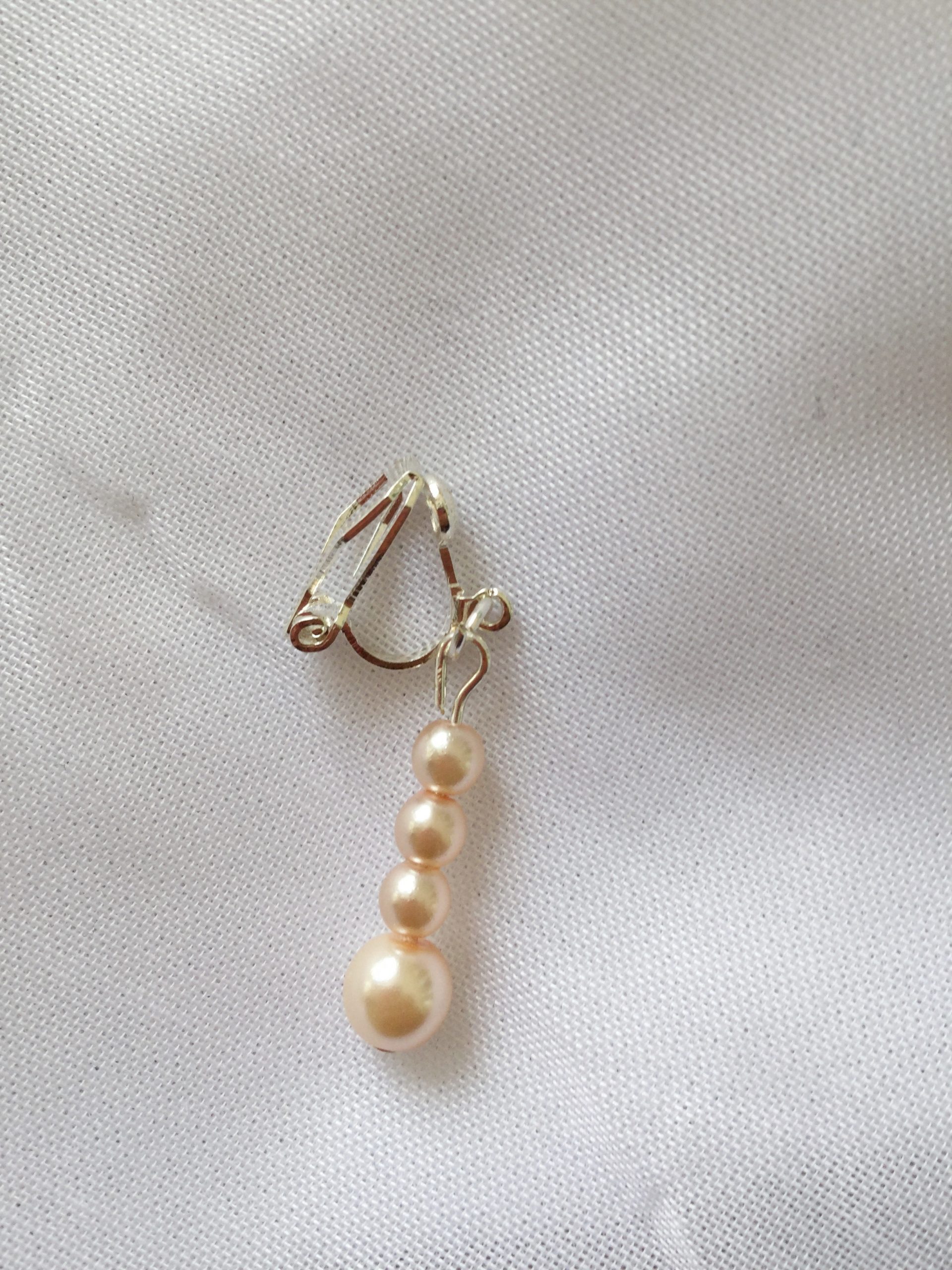 Elegant Handmade Faux Pearl Dangle/Drop Earrings Clip-Ons - Image 4