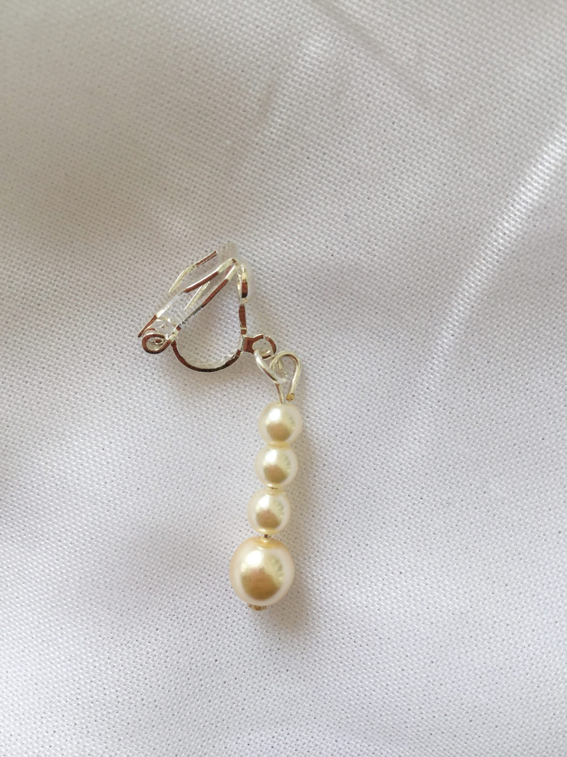 Elegant Handmade Faux Pearl Dangle/Drop Earrings Clip-Ons - Image 3