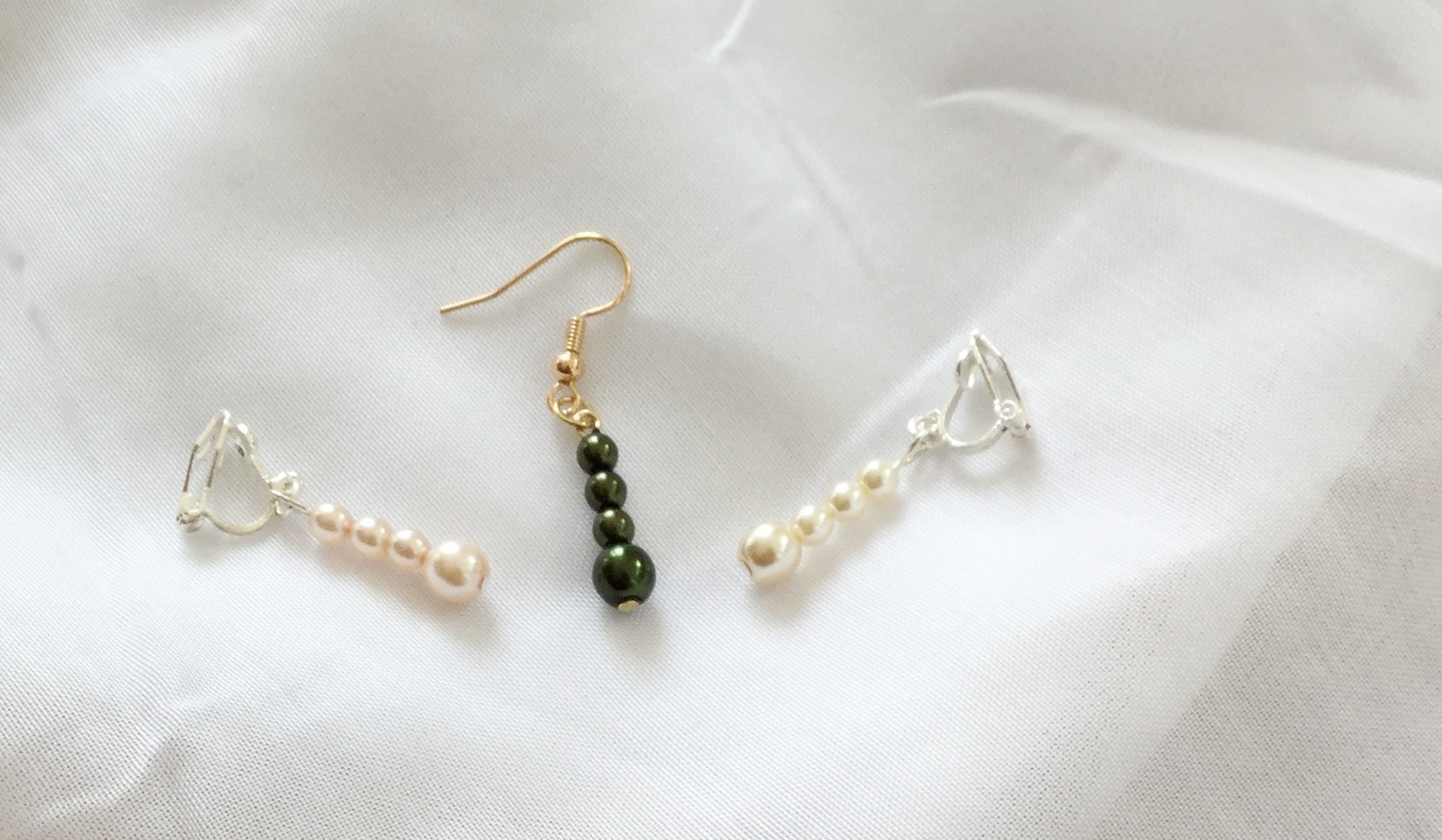 Elegant Handmade Faux Pearl Dangle/Drop Earrings Clip-Ons