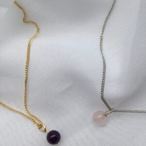 Semi-Precious Rose Quartz Pendant Chain Necklace 18"