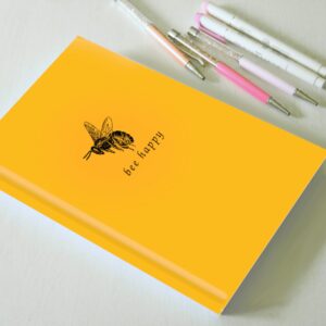 "Bee Happy" Premium Dot Grid Hardcover Bullet JournalNotebook Planner 2023