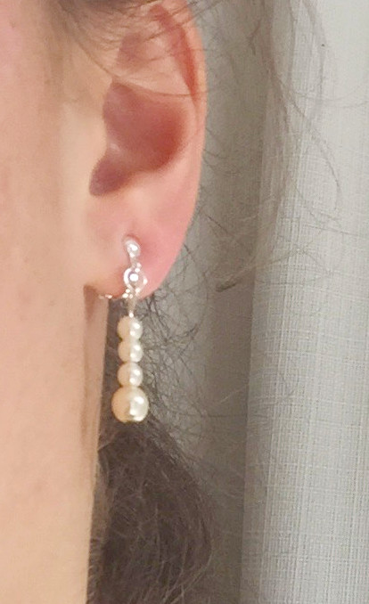 Elegant Handmade Faux Pearl Dangle/Drop Earrings Clip-Ons - Image 6