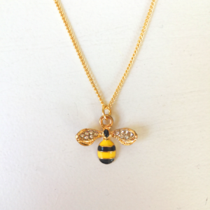 Dainty Bumble-Bee Pendant Necklace 18" Gold Plated