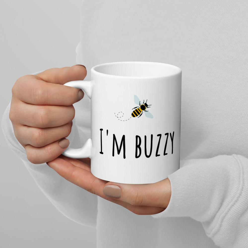 I'm Buzzy Funny White Coffy Mug with Bee Design