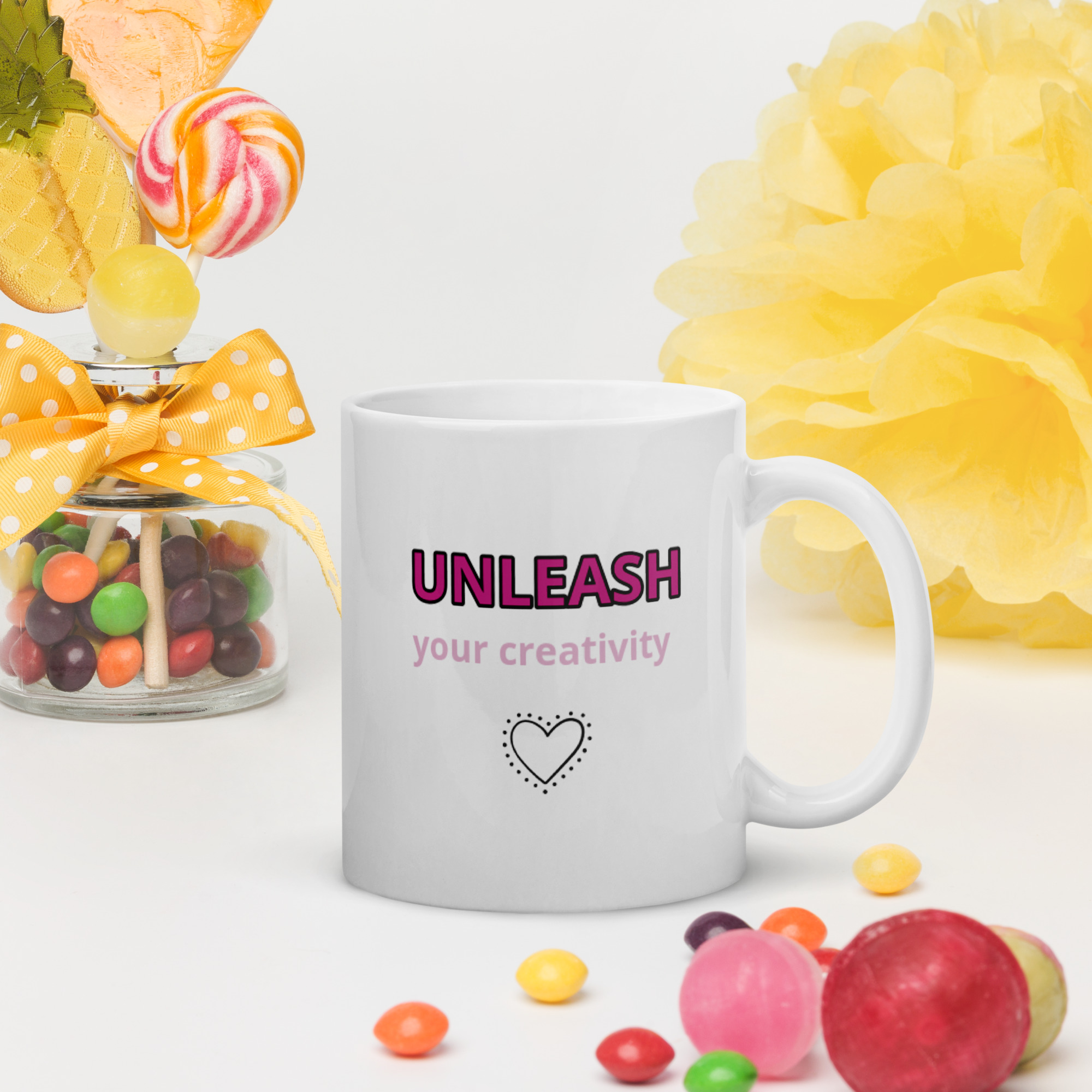 Unleash your creativity White glossy mug - Image 4