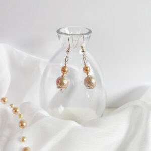 Champagne Bauble Bead Dangle Earrings "Regina Caeli"