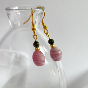 Pink Frosted Ombre Bead Dangle Earrings