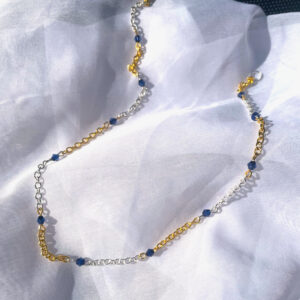 Two-Tone Bead Chain Necklace Blue